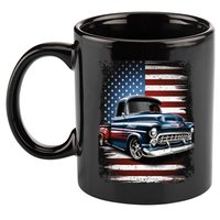 Truck American Flag 4th Of July Patriotic 11oz C Handle Ceramic Mug