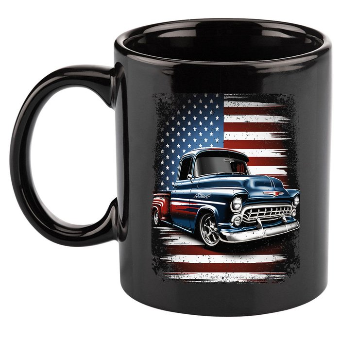 Truck American Flag 4th Of July Patriotic 11oz C Handle Ceramic Mug