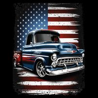 Truck American Flag 4th Of July Patriotic Drawstring Bag