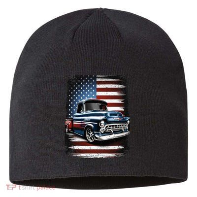 Truck American Flag 4th Of July Patriotic Sustainable Beanie