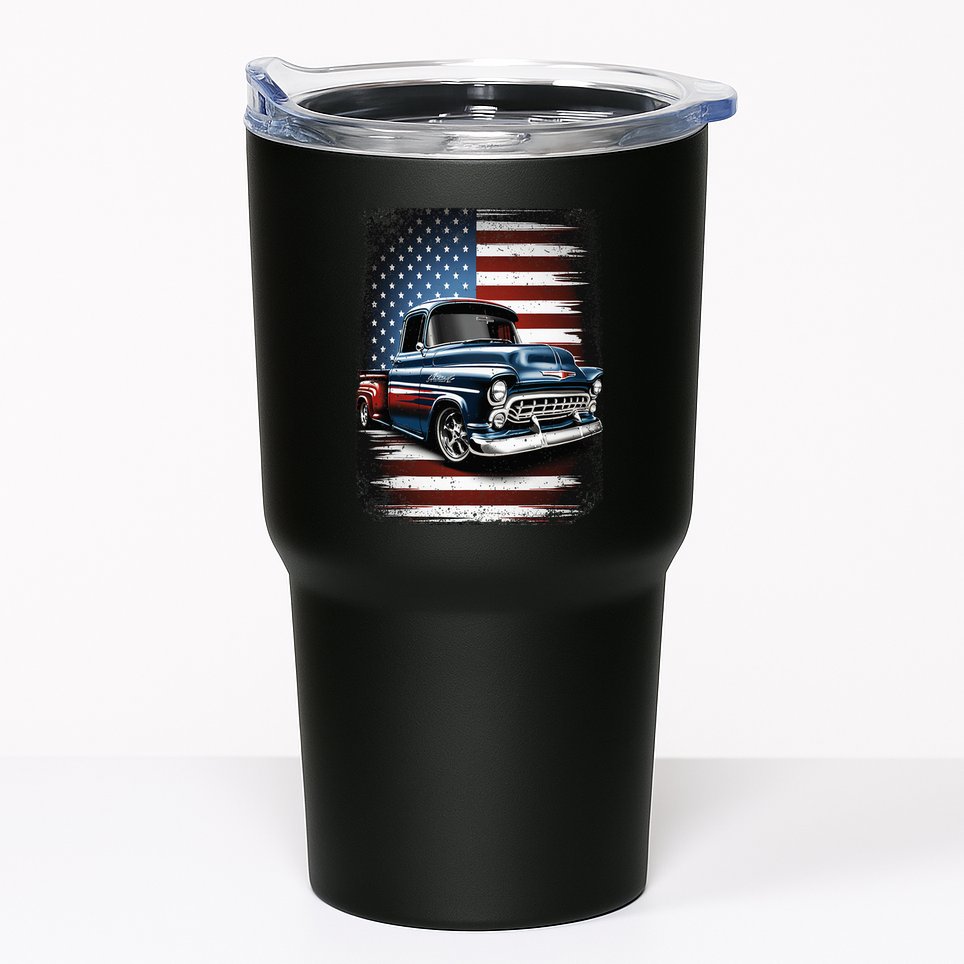 Truck American Flag 4th Of July Patriotic Tumbler