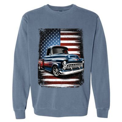 Truck American Flag 4th Of July Patriotic Garment-Dyed Sweatshirt