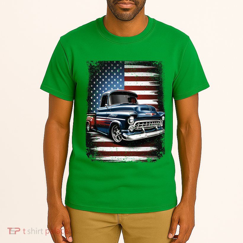 Truck American Flag 4th Of July Patriotic Tall T-Shirt