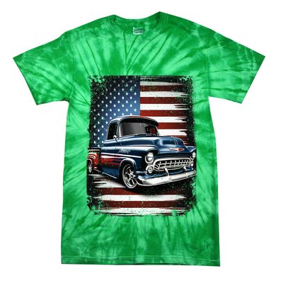 Truck American Flag 4th Of July Patriotic Tie-Dye T-Shirt