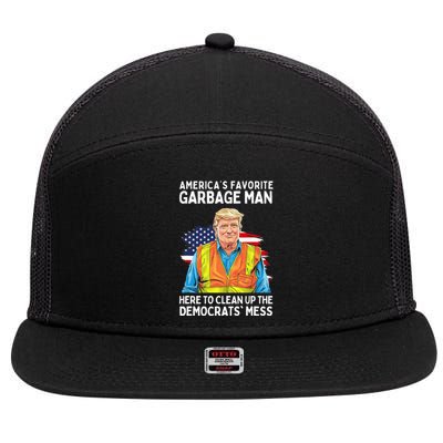 Trump AmericaS Favorite Garbage Man Trump In Trash Truck 7 Panel Mesh Trucker Snapback Hat