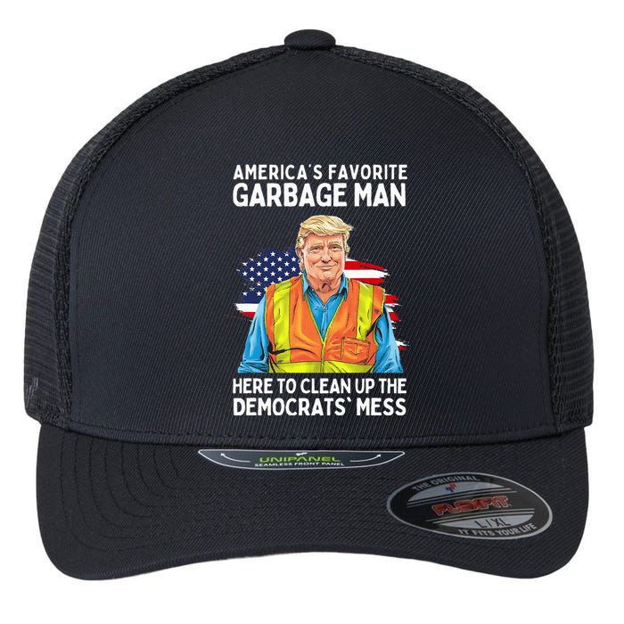 Trump AmericaS Favorite Garbage Man Trump In Trash Truck Flexfit Unipanel Trucker Cap