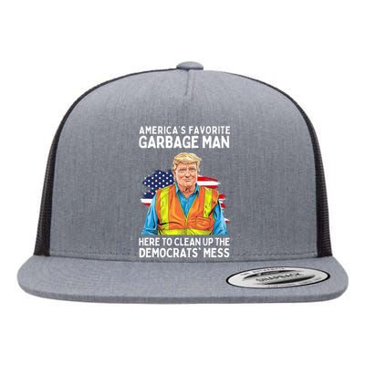 Trump AmericaS Favorite Garbage Man Trump In Trash Truck Flat Bill Trucker Hat