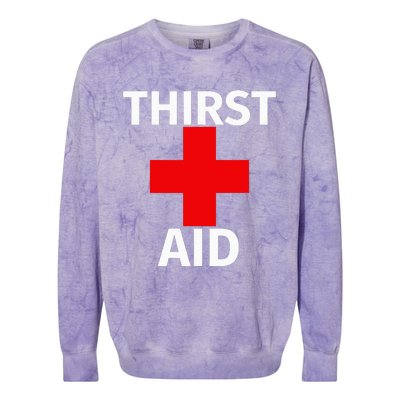 Thirst Aid Funny Drinking Colorblast Crewneck Sweatshirt