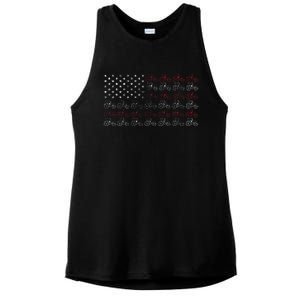 Tractor American Flag Farmer Ladies PosiCharge Tri-Blend Wicking Tank