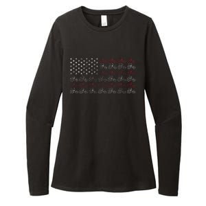 Tractor American Flag Farmer Womens CVC Long Sleeve Shirt