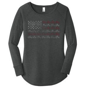 Tractor American Flag Farmer Women's Perfect Tri Tunic Long Sleeve Shirt