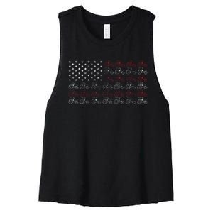 Tractor American Flag Farmer Women's Racerback Cropped Tank