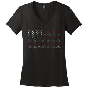 Tractor American Flag Farmer Women's V-Neck T-Shirt