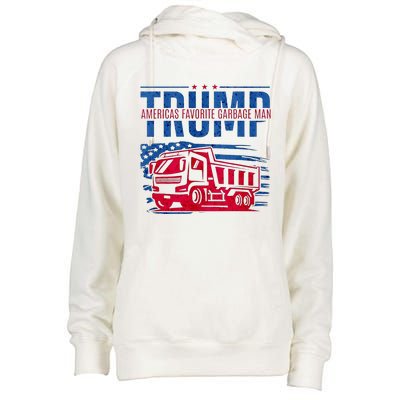 Trump AmericaS Favorite Garbage Man Retro Us Flag Womens Funnel Neck Pullover Hood