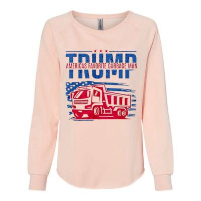 Trump AmericaS Favorite Garbage Man Retro Us Flag Womens California Wash Sweatshirt