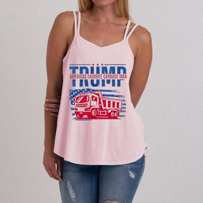 Trump AmericaS Favorite Garbage Man Retro Us Flag Women's Strappy Tank