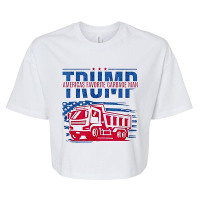 Trump AmericaS Favorite Garbage Man Retro Us Flag Bella+Canvas Jersey Crop Tee