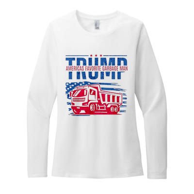 Trump AmericaS Favorite Garbage Man Retro Us Flag Womens CVC Long Sleeve Shirt