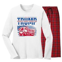 Trump AmericaS Favorite Garbage Man Retro Us Flag Women's Long Sleeve Flannel Pajama Set 