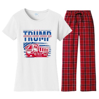 Trump AmericaS Favorite Garbage Man Retro Us Flag Women's Flannel Pajama Set