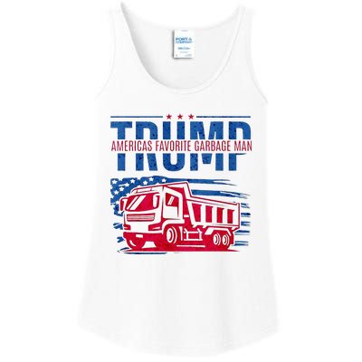 Trump AmericaS Favorite Garbage Man Retro Us Flag Ladies Essential Tank