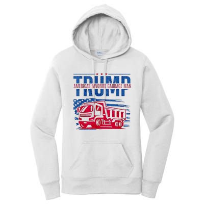 Trump AmericaS Favorite Garbage Man Retro Us Flag Women's Pullover Hoodie