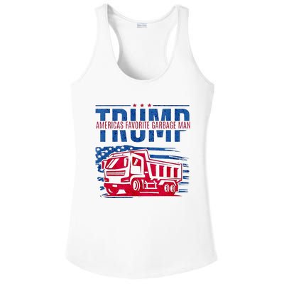 Trump AmericaS Favorite Garbage Man Retro Us Flag Ladies PosiCharge Competitor Racerback Tank