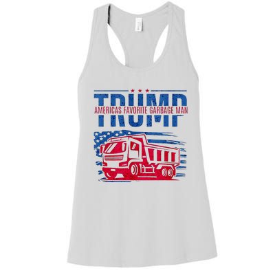 Trump AmericaS Favorite Garbage Man Retro Us Flag Women's Racerback Tank