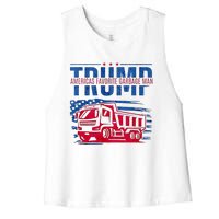 Trump AmericaS Favorite Garbage Man Retro Us Flag Women's Racerback Cropped Tank