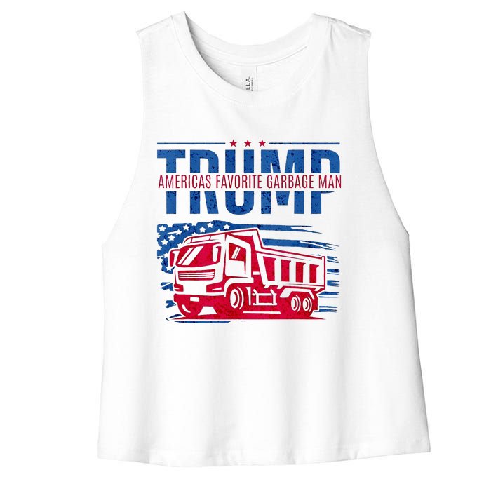 Trump AmericaS Favorite Garbage Man Retro Us Flag Women's Racerback Cropped Tank