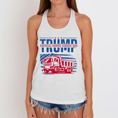 Trump AmericaS Favorite Garbage Man Retro Us Flag Women's Knotted Racerback Tank