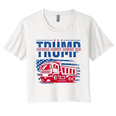 Trump AmericaS Favorite Garbage Man Retro Us Flag Women's Crop Top Tee