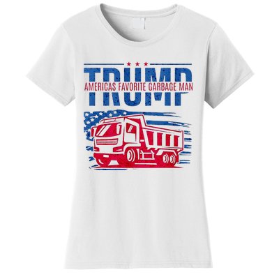 Trump AmericaS Favorite Garbage Man Retro Us Flag Women's T-Shirt