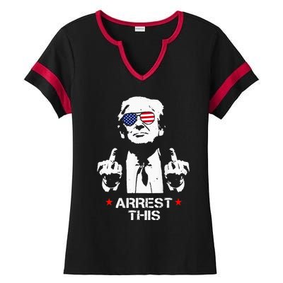 Trump Arrest Funny Ladies Halftime Notch Neck Tee