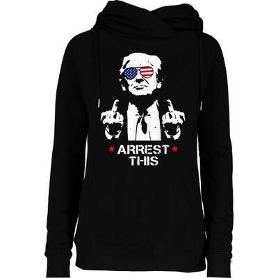 Trump Arrest Funny Womens Funnel Neck Pullover Hood