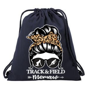 Track And Field Memaw Messy Bun Hair Funny Athlete Memaw Gift Drawstring Bag