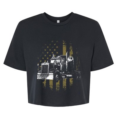 Trucker American Flag Big Rig Semi Trailer Truck Driver Gift Bella+Canvas Jersey Crop Tee