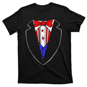 Tuxedo American Flag 4th Of July Cool USA Patriotic Costume T-Shirt