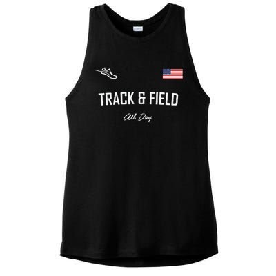 Track And Field Gifts Track Field All Day Usa Flag Ladies PosiCharge Tri-Blend Wicking Tank