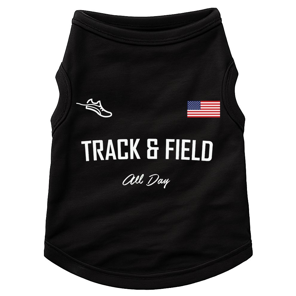 Track And Field Gifts Track Field All Day Usa Flag Doggie Tank
