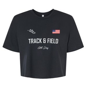 Track And Field Gifts Track Field All Day Usa Flag Bella+Canvas Jersey Crop Tee