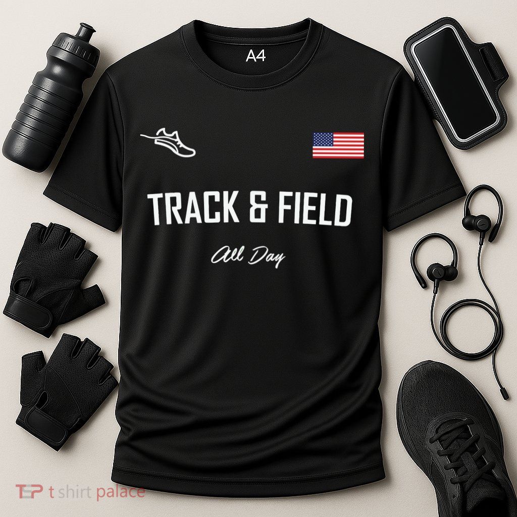 Track And Field Gifts Track Field All Day Usa Flag Performance Shirt