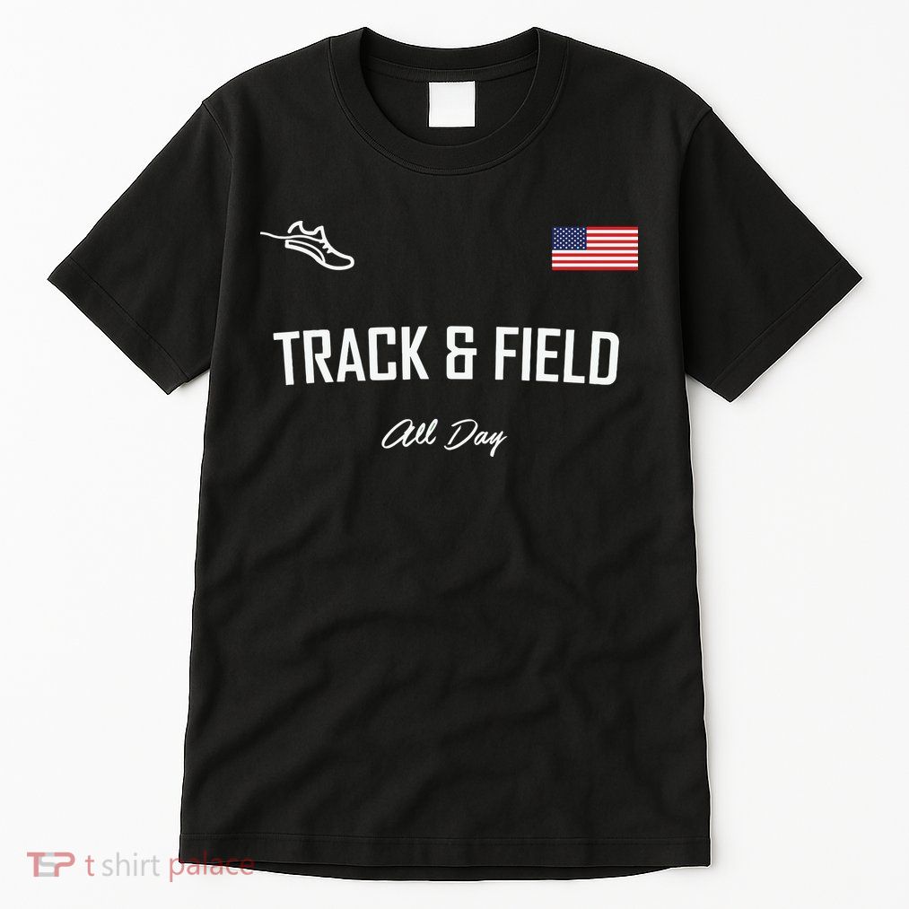 Track And Field Gifts Track Field All Day Usa Flag Tall T-Shirt