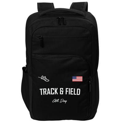 Track And Field Gifts Track Field All Day Usa Flag Impact Tech Backpack