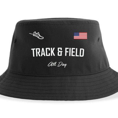 Track And Field Gifts Track Field All Day Usa Flag Sustainable Bucket Hat
