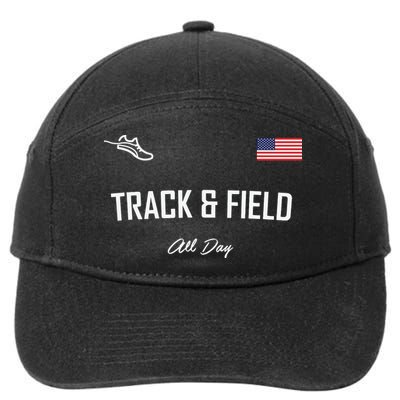 Track And Field Gifts Track Field All Day Usa Flag 7-Panel Snapback Hat