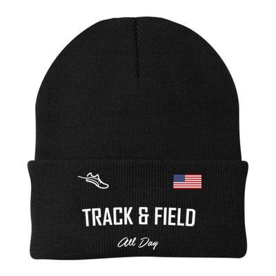 Track And Field Gifts Track Field All Day Usa Flag Beanie