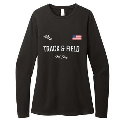 Track And Field Gifts Track Field All Day Usa Flag Womens CVC Long Sleeve Shirt