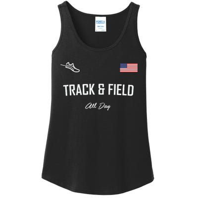 Track And Field Gifts Track Field All Day Usa Flag Ladies Essential Tank