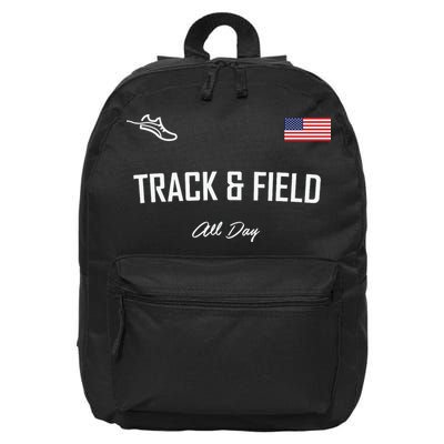 Track And Field Gifts Track Field All Day Usa Flag 16 in Basic Backpack